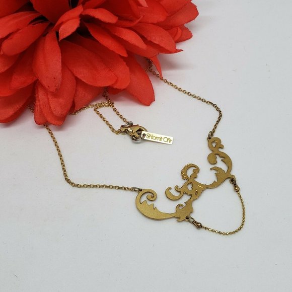 SALE! SHLOMIT OFIR Pendant Chain Necklace Gold Tone Layering Choker - Picture 7 of 12